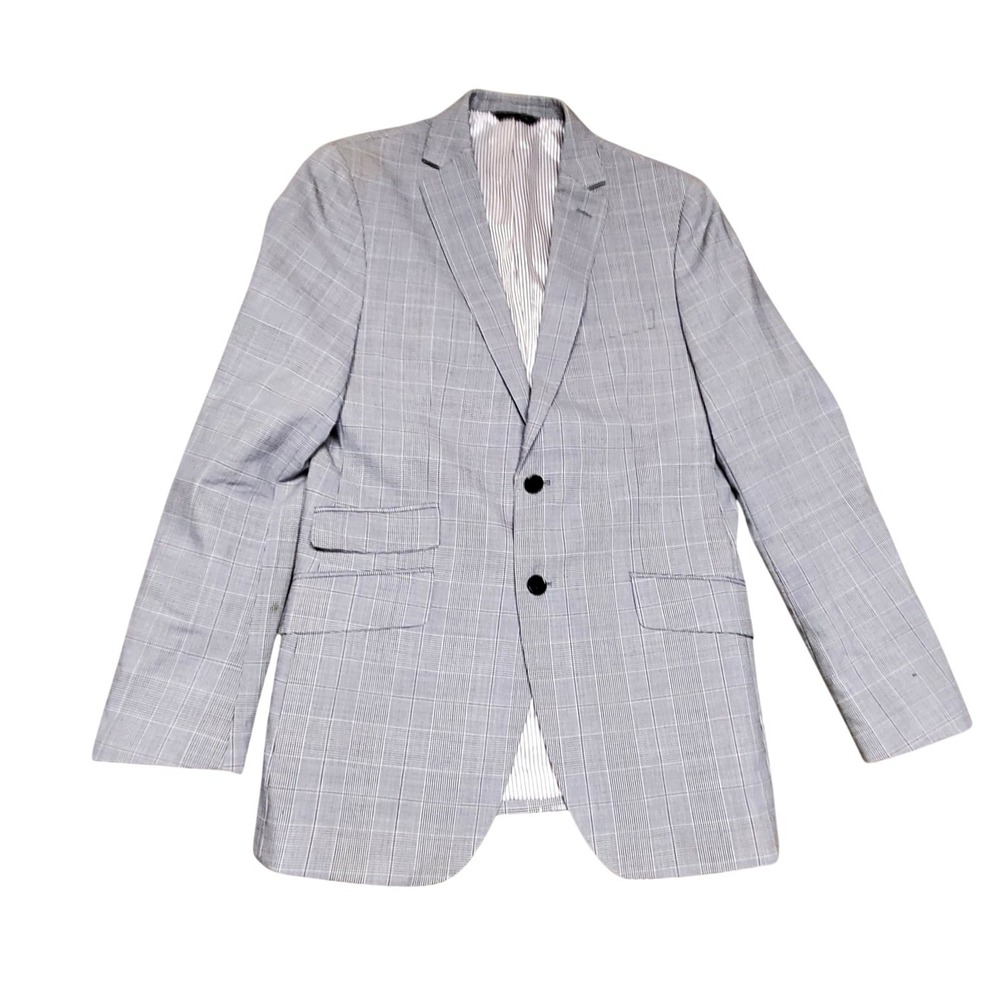 Banana Republic Modern Slim Fit Grey Glen Plaid Italian Wool Blazer 40L